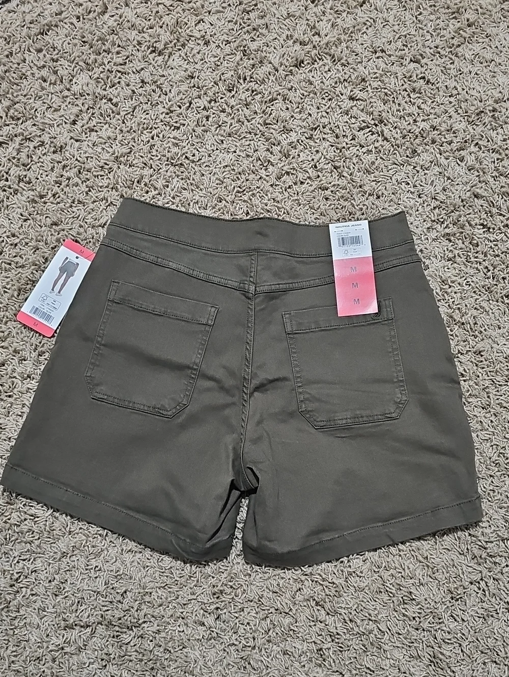 NWT Nautica Jeans Co. Shorts Olive Green Stretch Medium Twill Porkchop Utility